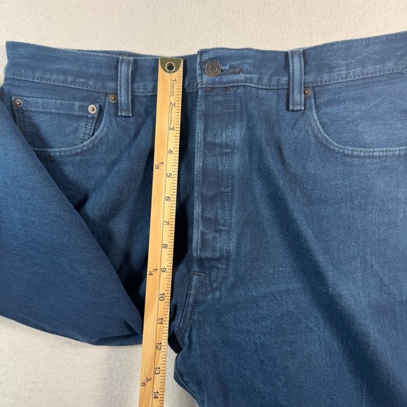 Levis Jeans Mens 38x30 Blue 501 Straight Leg Button Fly Mid Rise - Picture 8 of 12
